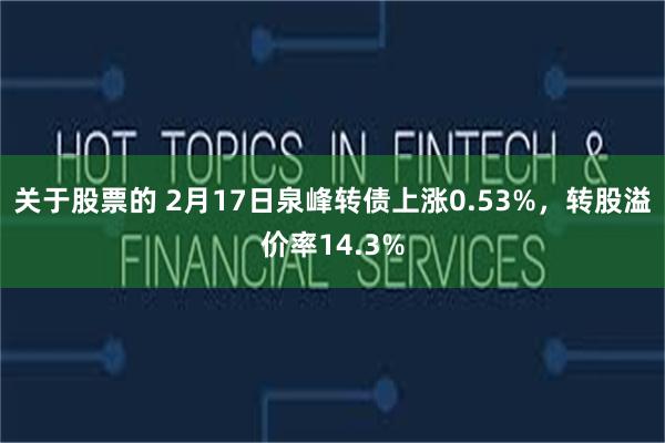 关于股票的 2月17日泉峰转债上涨0.53%，转股溢价率14.3%