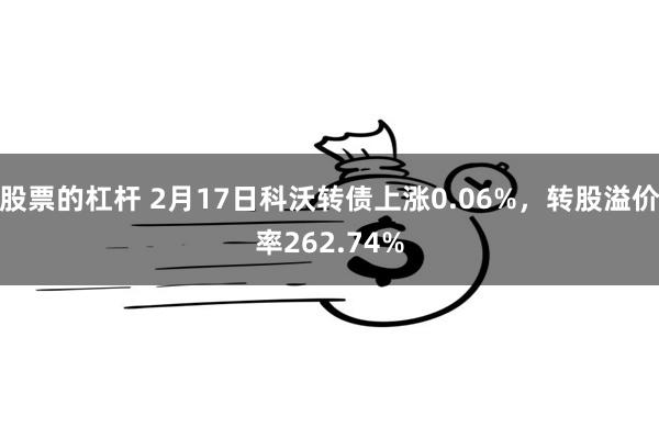 股票的杠杆 2月17日科沃转债上涨0.06%，转股溢价率262.74%