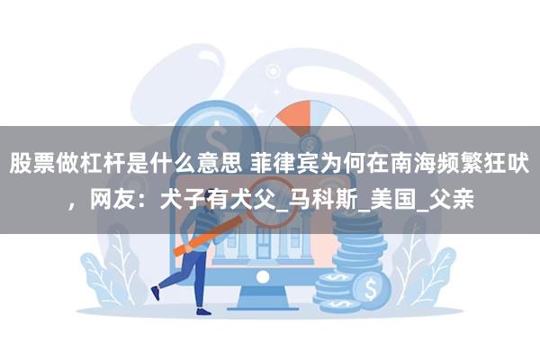 股票做杠杆是什么意思 菲律宾为何在南海频繁狂吠，网友：犬子有犬父_马科斯_美国_父亲